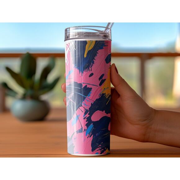 Abstract Animal Print Tumbler Wrap, Sublimation Art, Colorful Cheetah Pattern - Picture 3 of 4